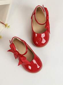 New Baby Girl Princess Soft Bottom Flat Shoes, Solid Color, Cute For Performance, Spring And Autumn - Red - View 5