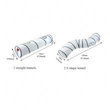 1只白色貓隧道寵物用品,經過遊戲隧道可折疊貓隧道貓玩具 - 白色 - 查看 3