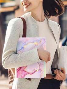 Cartella portatile in marmo e oro, borsa porta documenti multistrato per l'ufficio e le finanze