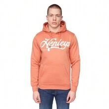 Henleys Mens Scripthen Hoodie (Brick Red) - Burgundy - View 1
