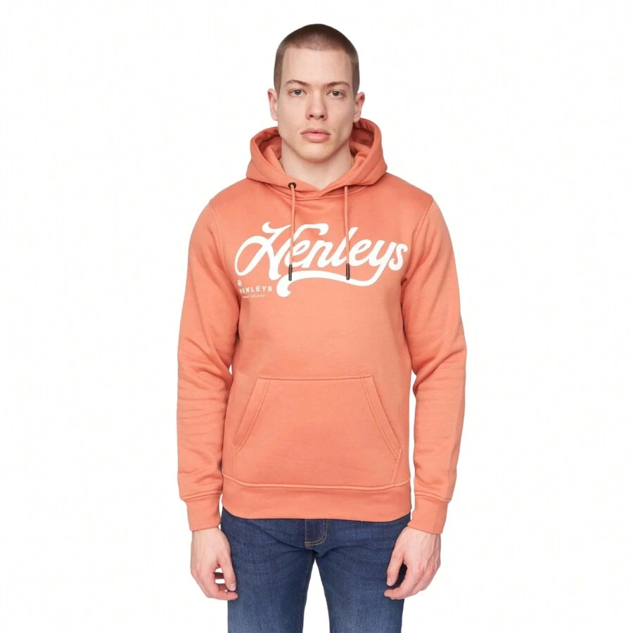 Henleys Mens Scripthen Hoodie (Brick Red) - Burgundy - View 1