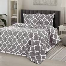 Lux Decor 5-Piece Comforter Set, Soft Microfiber Bedding With Plush Texture, All-Season Comforter, Pillow Shams And Bed Skirt Included, Elegant Hotel Collection Bedding For Bedroom, Guest Room And Home - 四葉灰 - 查看 5