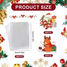 100 Pcs Christmas Cellophane Bags Self Adhesive Christmas Cookie Bags Treat Bags Clear Candy Bags Gift Bags For Xmas Party Favors Baking Sweets Goodies Bag - Multicolor - View 9