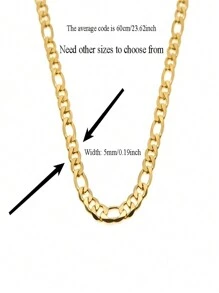 1 件复古新款朋克费加罗链项链，前卫设计 - 金色长款男士嘻哈时尚珠宝礼物 2024 - 24寸60厘米 - 查看 11