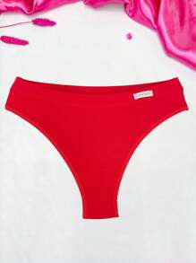 Calcinha tanga com cós rebatido conforto - Vermelho - Visão 1