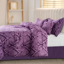 5-Piece Comforter Set – Lux Decor Collection – Lightweight Microfiber With Plush Texture – Opulent Design – All-Season Warmth – Elegant Bedding With Pillow Shams & Bed Skirt – Cozy Comforter, Elegant Bedding Set, Luxury Bedroom Essentials, Valentine's Day Romantic Bedroom, Spring Bedding Set, Complete Bed In A Bag, Matching Decor, Elegant Design, Luxury Look, Gift Set Idea, Guest Bedroom Ready, Modern Bedroom Style, Easy Bedroom Refresh, All-Inclusive Bedding, Daily Living, Home Comfort, Family Choice - Màu tím nhạt - Xem 7