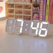 Đồng hồ để bàn 1 chiếc có màn hình kỹ thuật số phát sáng 3D, treo tường, im lặng, cảm biến ánh sáng thông minh, trang trí nhà tối giản, đồng hồ báo thức điện tử cho học sinh, trang trí nhà, đồng hồ kỹ thuật số trang trí phòng, trang trí phòng ngủ, trang trí ký túc xá, trở lại trường, trang trí trường học, bất ngờ ở trường - Máy màu trắng ánh sáng trắng - Xem 8