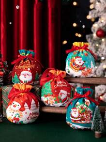 1 pieza/5 piezas/10 piezas Bolsas de regalo de Navidad, Bolsa de regalos de Papá Noel, Bolso de muñeco de nieve navideño, bolsas de Apple para regalo en Nochebuena, Empaque de frutas navideñas, Regalos para dulces, Recuerdos decorativos