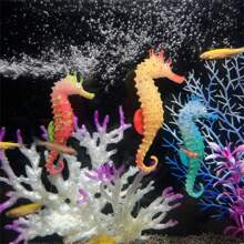 1/3 piezas Caballitos de mar que brillan en la oscuridad, decoración simulada de TPU para acuarios de peces - decoración de paisaje de caballitos de mar de silicona fluorescente para pecera - Multicolor - Ver 5