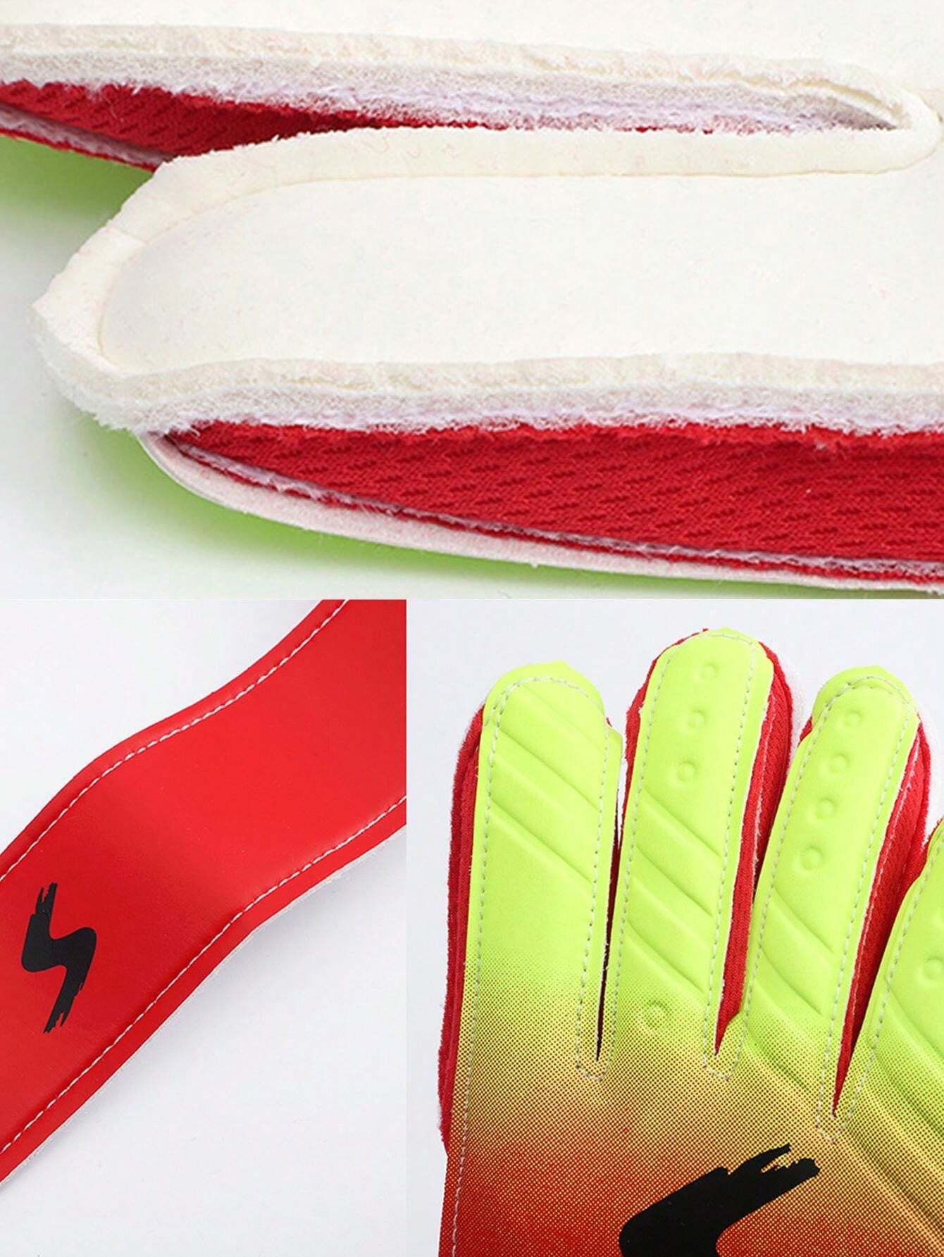 Red Ombre Latex Soccer Goalie Gloves With Grip, Breathable Protective