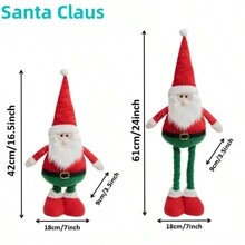 Papai Noel vermelho e verde de Natal, enfeites de boneca de pelúcia de renas