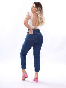 Women's Jeans Jogger Pants With Rips - Rửa tối - Xem 2
