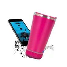 Copo térmico inox com tampa abridor e caixa de som com bluetooth Led 420ML - Multicolorido - Visão 7