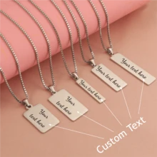 Custom Rectangle Titanium Steel Pendant Necklace Luxury Graduation Gifts For Her Couples Girlfriend Personalized Flower Name Bar Stainless Steel Pendant Necklace Personalized Gift Delicate Engraved Mother Daughter Wedding Birthday Graduation Bridesmaid