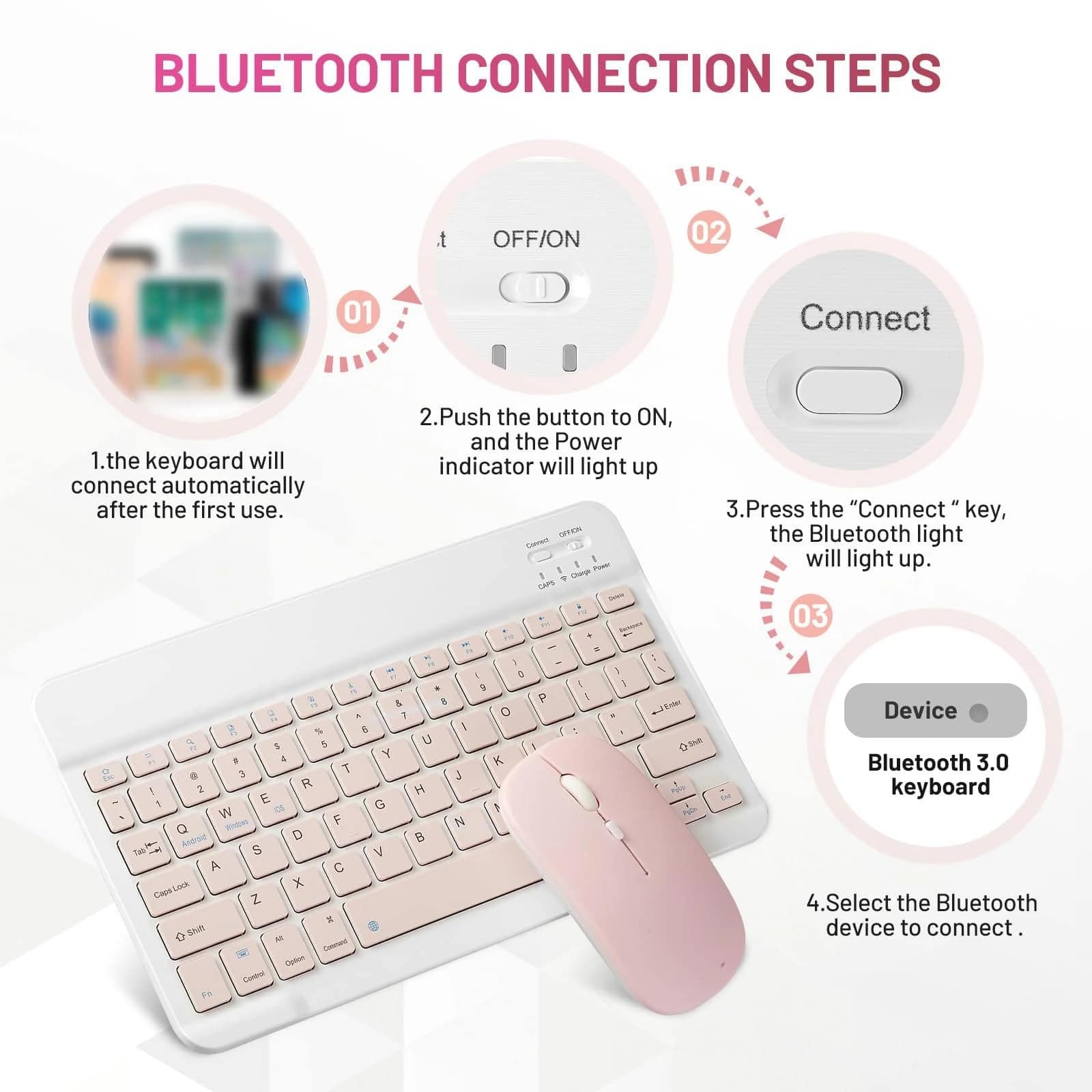 Bluetooth Keyboard And Mouse Combo,Portable Wireless Keyboard Mouse Set