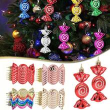 6pcs Electroplated Candy Pendants, Christmas Tree Candy Pendants, Christmas Party Decorations, Candy Home Decoration Pendants, Suitable For Christmas Decoration, Halloween Decoration, Thanksgiving Gift Wreath,Christmas