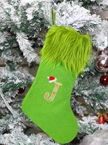 1 件字母圣诞袜针织红绿字母圣诞装饰家居圣诞树装饰礼物圣诞树吊坠圣诞装饰派对用品，圣诞节