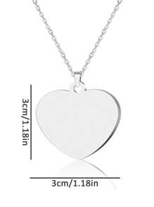 1pc Customized Stainless Steel Engraved Name/Text Necklace With Heart Pendant, Personalized Charm Jewelry Gift For Girlfriend - Multicolor - View 10