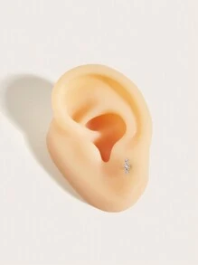 1pc Minimalist Titanium Steel Diamond Round Stud Earrings Suitable For Daily Wear - Diamond - View 4