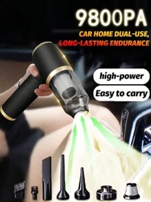 Car Vacuum Cleaner Strong Suction Cleaning Mini Machine Wireless Portable Handhled Blower Machine Air Duster For Home Appliances Handhled Blower Machines For Home Car - 黑色 - 查看 2
