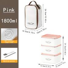 2 件/3 件 304 不锈钢便当盒，户外野餐容器，防漏，可重复使用食品储存盒，带保温袋，适用于办公室、学校或旅行圣诞礼物、学校用品 - 304小白餐盒(附保溫袋+餐具) - 查看 17