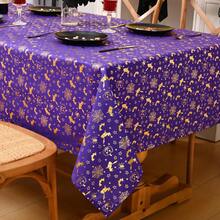 1 pieza Mantel de Halloween, mantel rectangular impermeable con estampado de murciélago morado y telaraña, adecuado para cocina y comedor, mantel de bruja de calabaza brillante, decoración de cocina - Morado - Ver 3