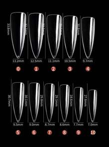 550 chiếc móng giả phủ toàn bộ móng giả bấm vào móng tay giả hình vuông Stiletto hạnh nhân kiểu Pháp giả ngâm gel móng tay giả dạng viên nang tự làm móng giả bấm vào móng tay phụ kiện làm móng - Trong sáng - Xem 4