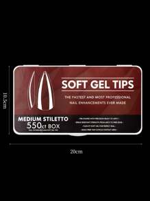 550 chiếc móng giả phủ toàn bộ móng giả bấm vào móng tay giả hình vuông Stiletto hạnh nhân kiểu Pháp giả ngâm gel móng tay giả dạng viên nang tự làm móng giả bấm vào móng tay phụ kiện làm móng - Trong sáng - Xem 3