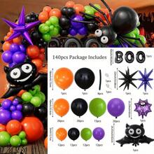 Zestaw 140 sztuk łuków z girlandą balonową: świąteczne czarne, pomarańczowe, zielone i fioletowe lateksowe balony z foliowymi balonami w kształcie nietoperza - idealne na urodziny, rocznice, dorastanie i imprezy taneczne Balony , czarne balony, dekoracje na