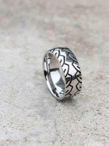 Men's Ring 316L Stainless Steel Racing Round Rings Jewelry Alliance - Plateado - Ver 5