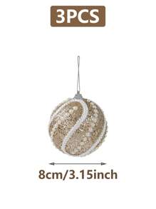 3 pièces Set de boules de Noël, décorations de sapin de Noël pendentifs, rouge/blanc/rose/bleu/or champagne, Noël - Multicolore - Voir 11