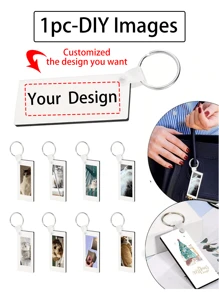 1pc, Create Your Own Unique Keychain With Custom Images. Customize Photos, Text, Etc. For Personalized Customization. Very Suitable For Family, Parents, Classmates, Friends, Colleagues, Or Pet Tags. - White - View 1