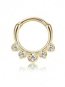 CASSIECA 1PC 16G Nhẫn vách ngăn Hoa tai Opal Daith Nhẫn mũi tròn Thép không gỉ CZ Sụn Helix Khuyên tai Tragus Trang sức xỏ khuyên vách ngăn - Vàng - Xem 17