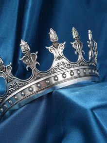 女士公主皇冠头饰，复古经典新娘婚礼发饰，生日派对/选美/舞会金色和银色皇冠，服装发饰礼物万圣节 - 銀色 - 查看 2