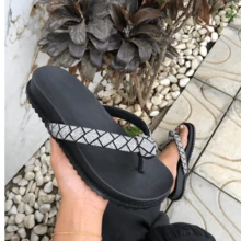 Papete Birken Knot Slipper Women's Sandal Luxury Caramel Strass Strap - Low Flat Sole White Crystal And Black - 黑色 - 查看 6