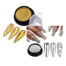 Mirror Effect For Nails Gold And Silver Powder 2 Pieces - 金色 - 查看 3