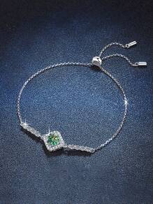 1 pièce Bracelet en argent sterling 925 élégant et luxueux avec moissanite de 1 carat, convenant pour un port quotidien, une fête, un jour férié, la Saint-Valentin - Boîte-cadeau décorative en forme de rose