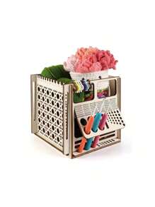 1pc Multi In One Yarn Box, Wooden Knitted Crochet Yarn Holder, Storage Box, Knitting Tool Storage Rack, DIY Yarn Toolbox - Brown - View 12