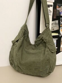 日式大容量单肩包，高中和大学生休闲斜挎包圣诞礼物学院大学书包学校男包斜挎包男士斜挎包男士礼物秋季斜挎包冬季圣诞礼物男士包笔记本电脑感恩节旅行钱包假日手提包沙滩包健身包徒步旅行多功能户外便携时尚休闲度假侧包腰包礼品包露营斜挎包夏季返校包春季学校用品 - 綠色 - 查看 3