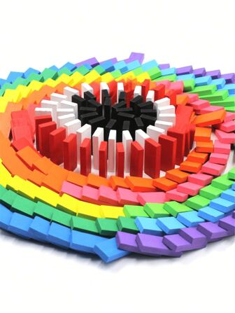 120pcs Colorful Wooden Dominoes, Interlocking Building Blocks Intelligence Development