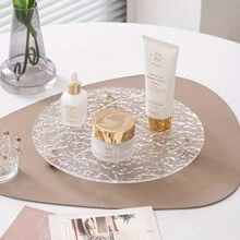 1pc Clear Acrylic Storage Tray, Makeup Organizer, Soap Dispenser Holder, Perfume & Cosmetic Display Stand, Jewelry Ring Holder, Home Decor, Bathroom Accessories Christmas Gift