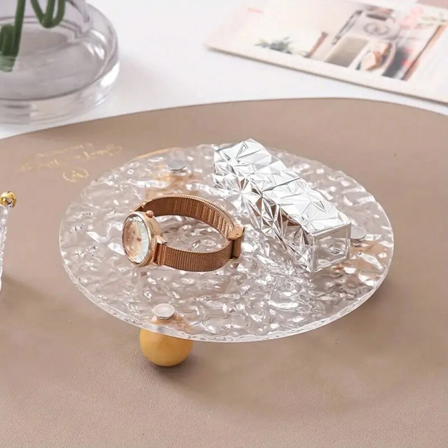 1pc Clear Acrylic Storage Tray, Makeup Organizer, Soap Dispenser Holder, Perfume & Cosmetic Display Stand, Jewelry Ring Holder, Home Decor, Bathroom Accessories Christmas Gift