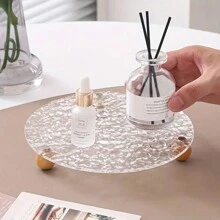 1pc Clear Acrylic Storage Tray, Makeup Organizer, Soap Dispenser Holder, Perfume & Cosmetic Display Stand, Jewelry Ring Holder, Home Decor, Bathroom Accessories Christmas Gift