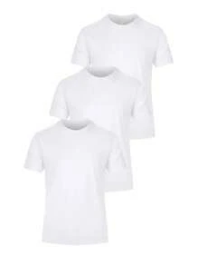 KIT 3 Men's Round Neck T-Shirts, Plain, For Daily Use Basica PROMOTIONAL KIT - White - View 1
