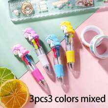 3pcs Creative Light Up Unicorn Ballpoint Pen With Led Light, Cartoon Stationery, Blue Ink Signature Pen - Multicolor - View 14