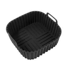 1pc Reusable Silicone Gas Fryer Liners, Oven And Microwave Friendly Non-Stick Food Containers, Indoor And Outdoor Cooking Baking Tools - Black - View 3