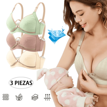 3 Piece Nursing Bra Soft And Comfortable Maternity Clothing - Green - View 1