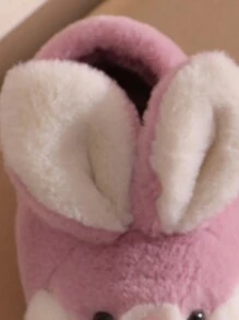 1 par Pantuflas moradas con diseño lindo de conejo para niños, zapatos de casa antideslizantes y cálidos para interiores para niñas, invierno