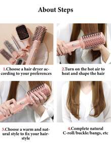 CRASTS Sèche-cheveux professionnel rose 6 en 1 pour coiffure, séchage rapide peu bruyant, avec 6 accessoires pour boucler et lisser les cheveux, 3 réglages de vent pour un usage domestique et en salon, cadeau de soins capillaires
