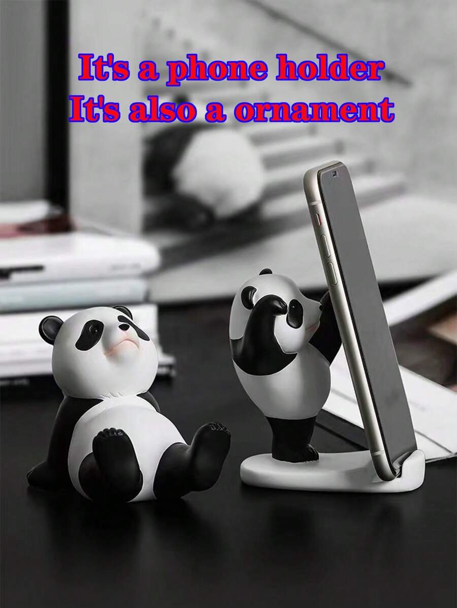 1pc Cute Panda Shaped Tablet & Mobile Phone Holder, Antiskid & Washable Compatible With IPhone, Android Phone, Gift For Birthday, Family, Friends Phone Stand, Phone Accessories